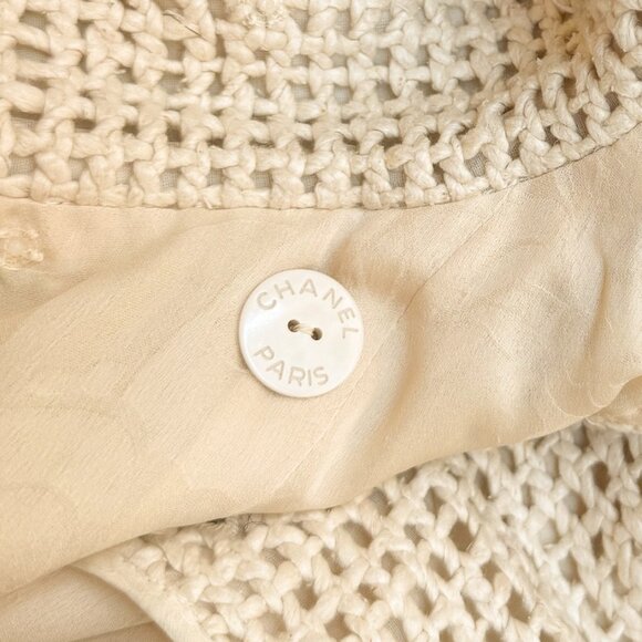 Chanel SS13 Ivory Open Knit Double Breasted Silk Sleeveless Dress - Picture 8 of 12